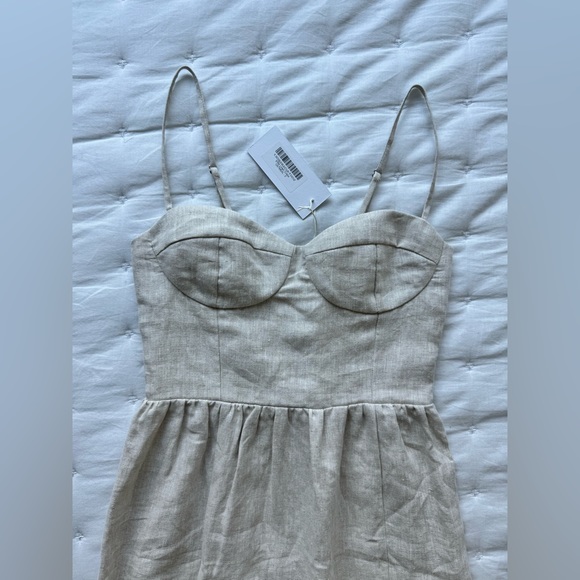 Reformation NWT 2 Effie Oatmeal Linen Bustier Maxi Dress - Picture 7 of 10